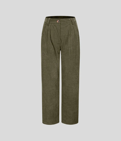 Pantalón de pana de tiro medio con bolsillos