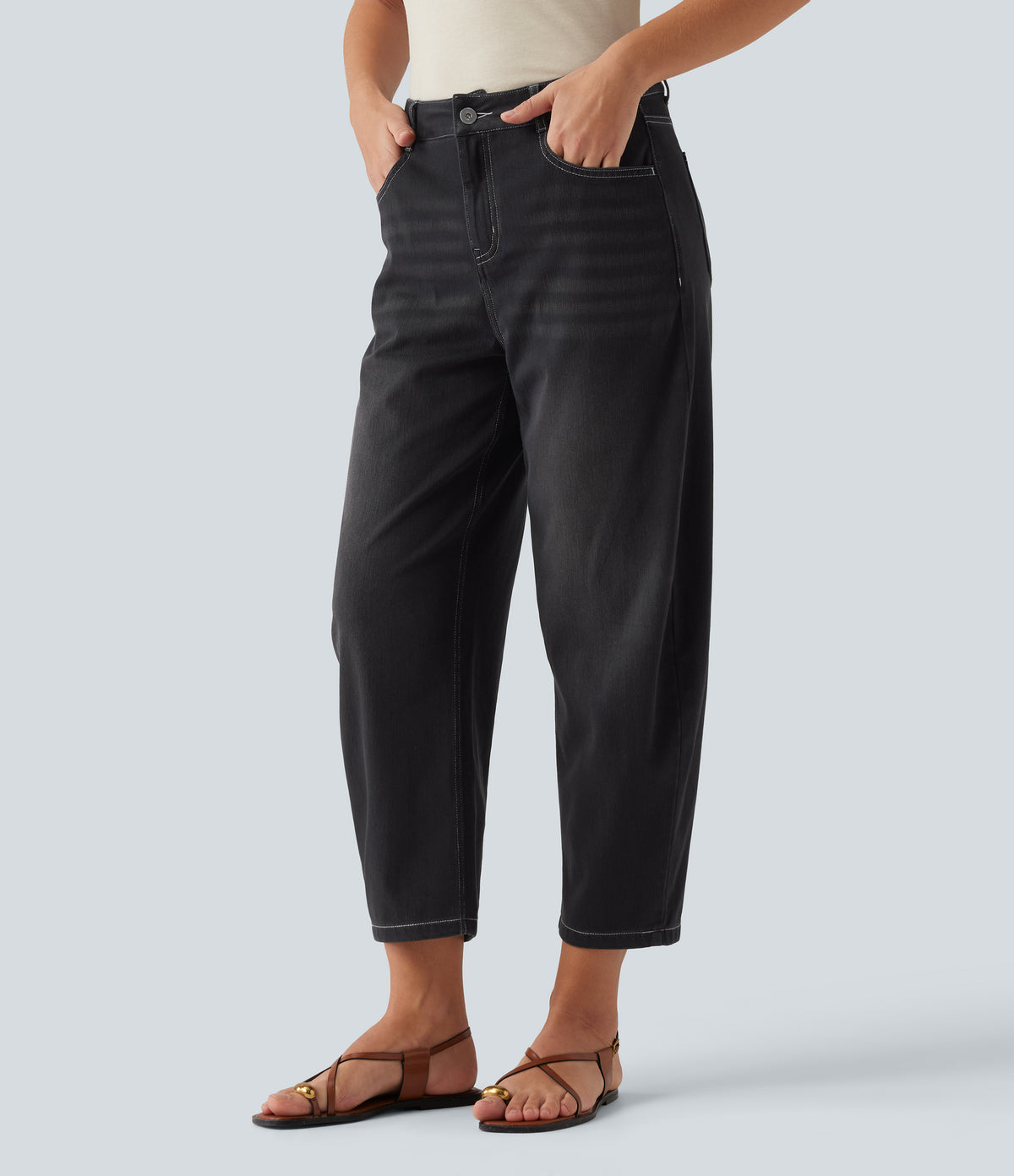 Jeans barrel Negro lavado