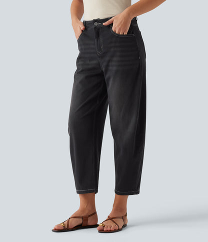 Jeans barrel Negro lavado