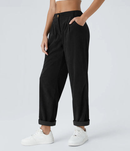 Pantalón de pana de tiro medio con bolsillos