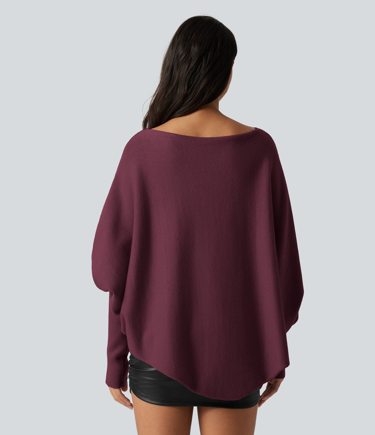 Jersey oversize con mangas murciélago y bajo asimétrico - Burdeos