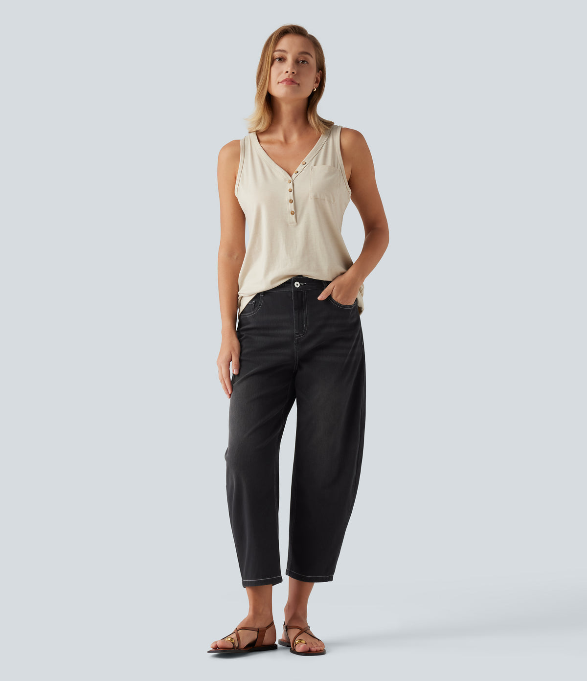 Jeans barrel Negro lavado
