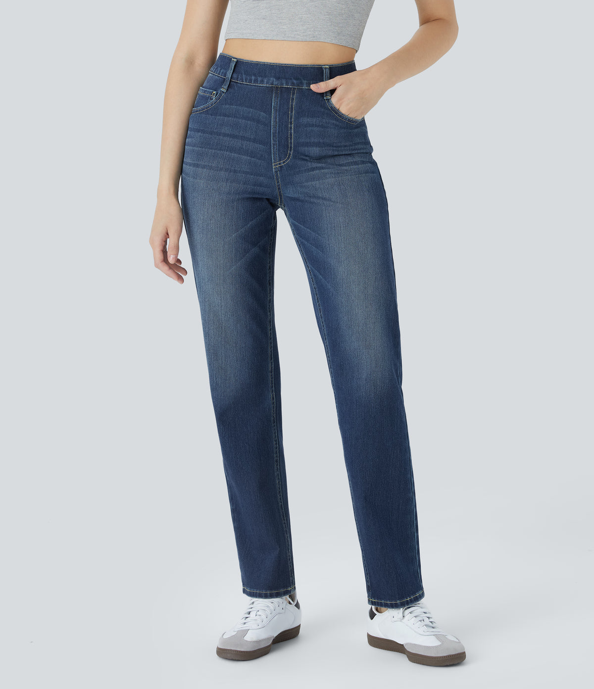 Denim azul oscuro desgastado