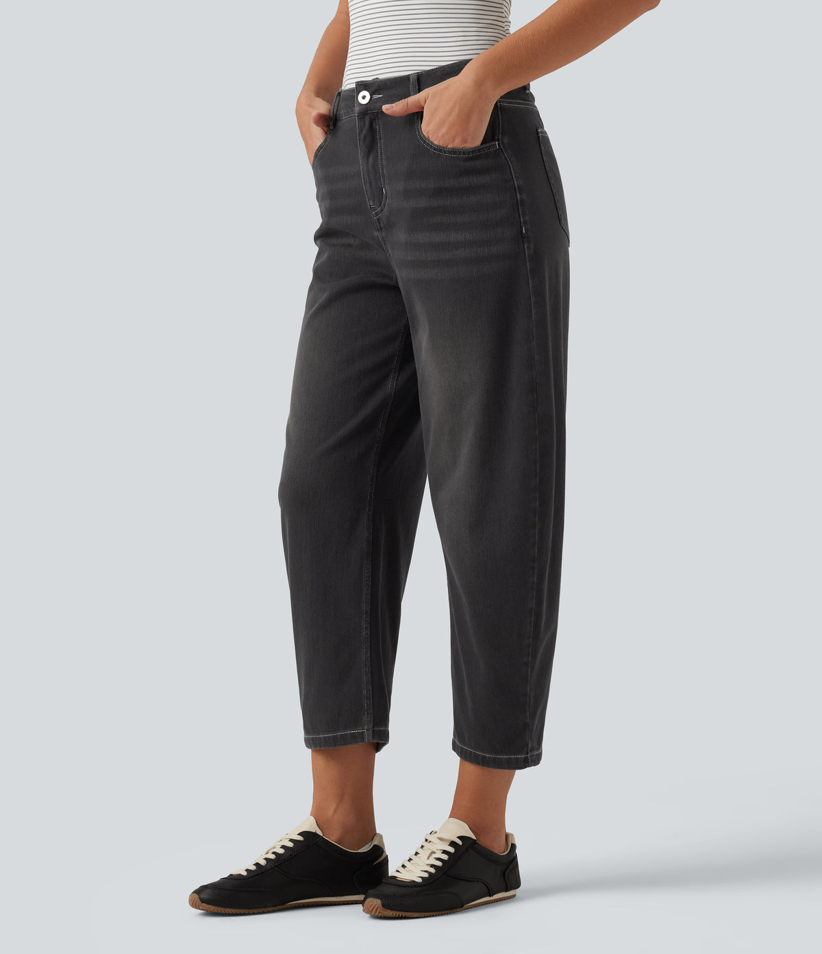 Jeans barrel Gris
