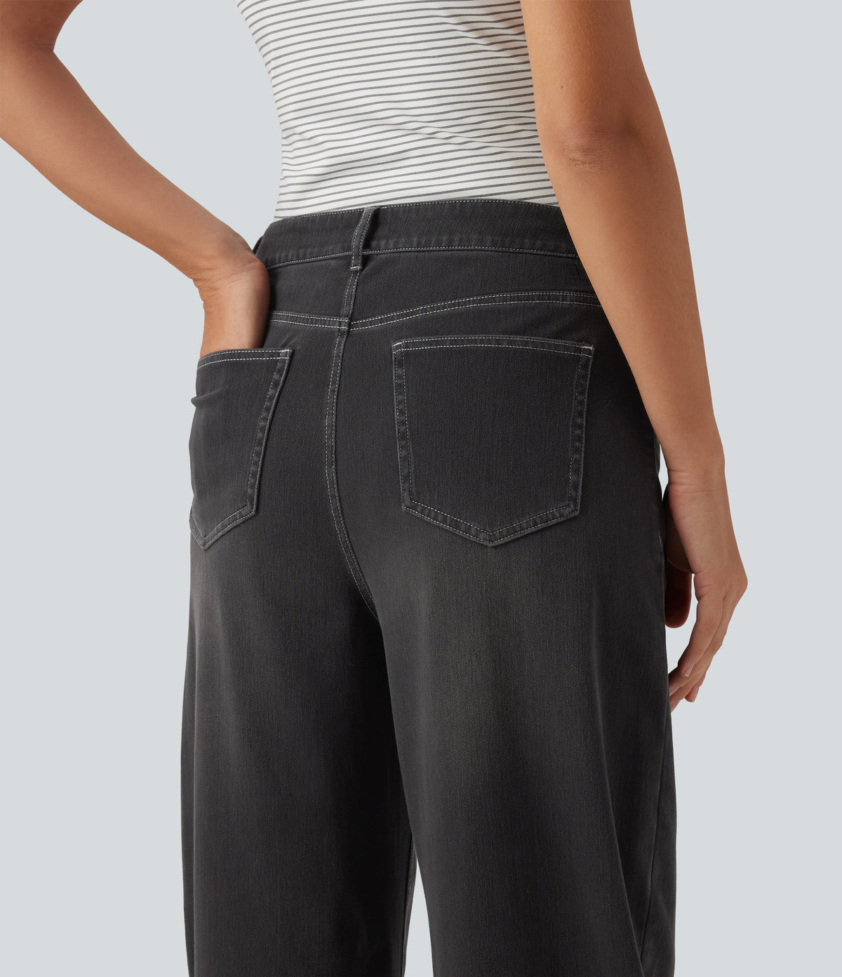 Jeans barrel Gris