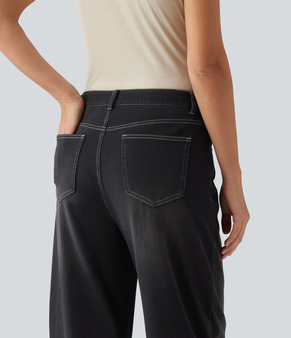 Jeans barrel Negro lavado