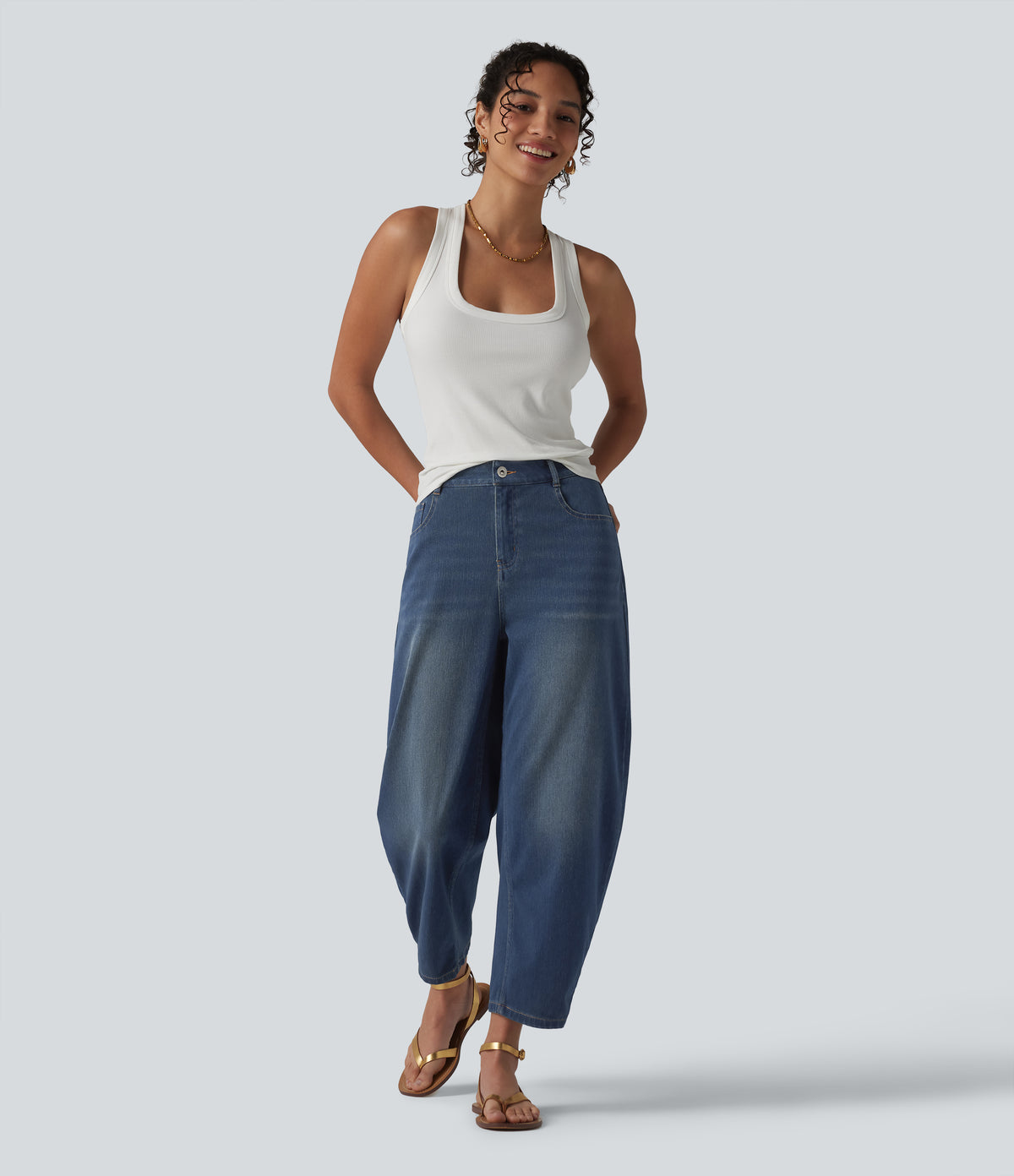 Jeans barrel Azul medio