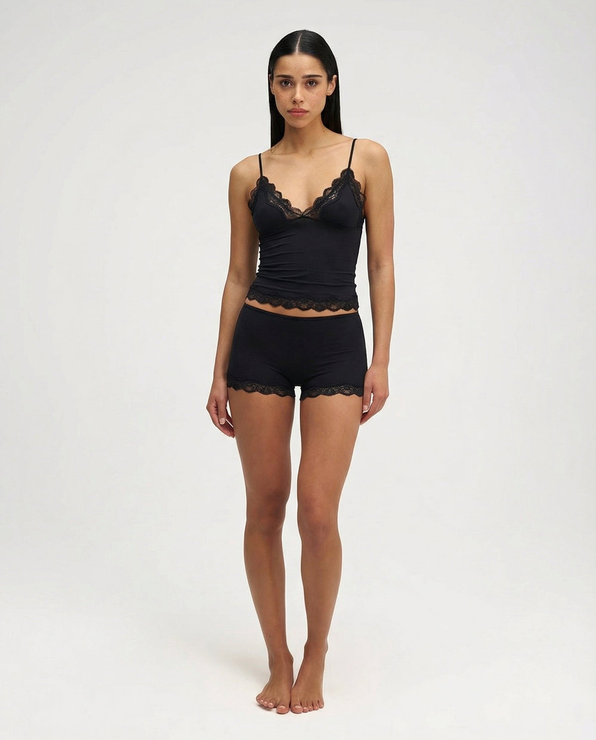 Conjunto de pijama corto de encaje