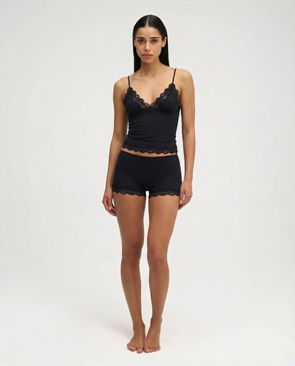 Conjunto de pijama corto de encaje