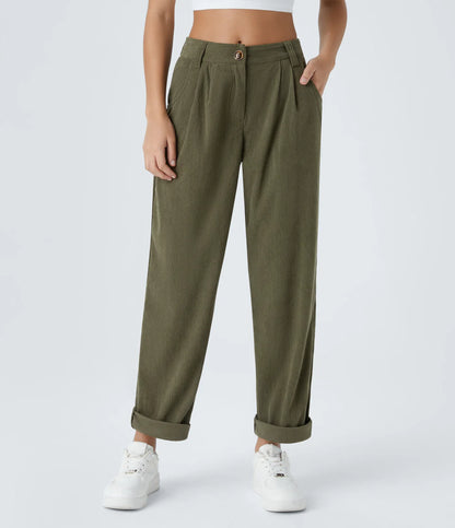 Pantalón de pana de tiro medio con bolsillos