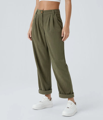 Pantalón de pana de tiro medio con bolsillos