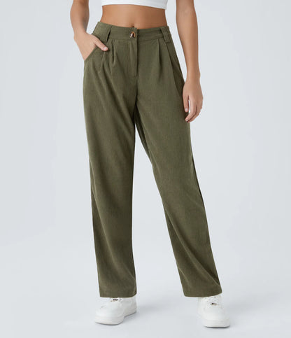 Pantalón de pana de tiro medio con bolsillos