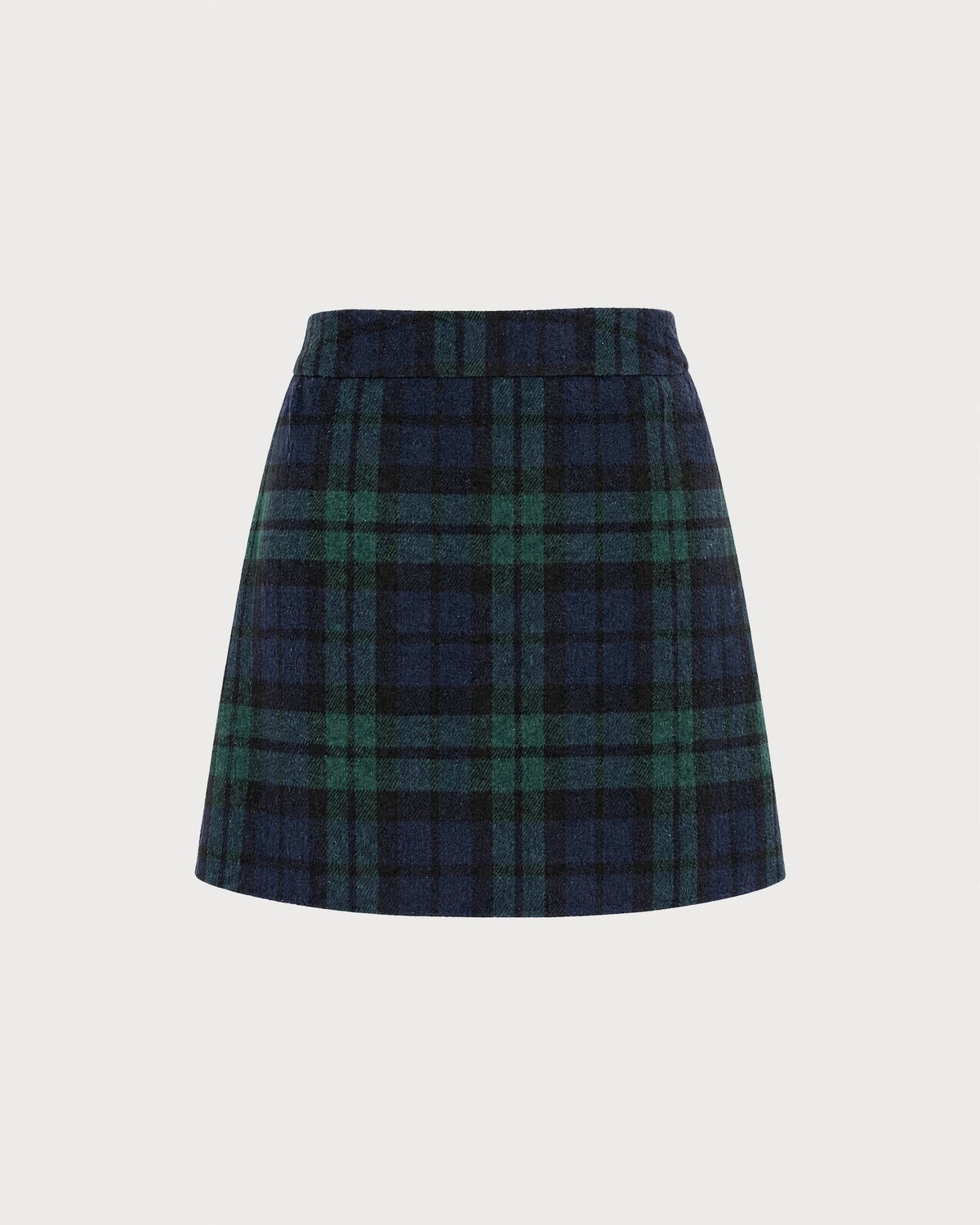 Falda mini evasé de cuadros verde