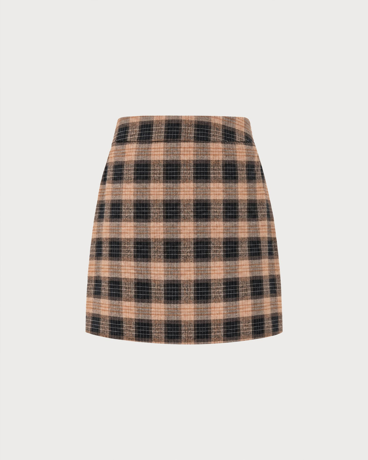 Falda mini de cuadros marrón