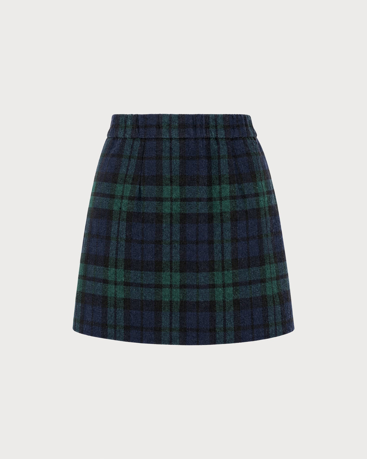 Falda mini evasé de cuadros verde